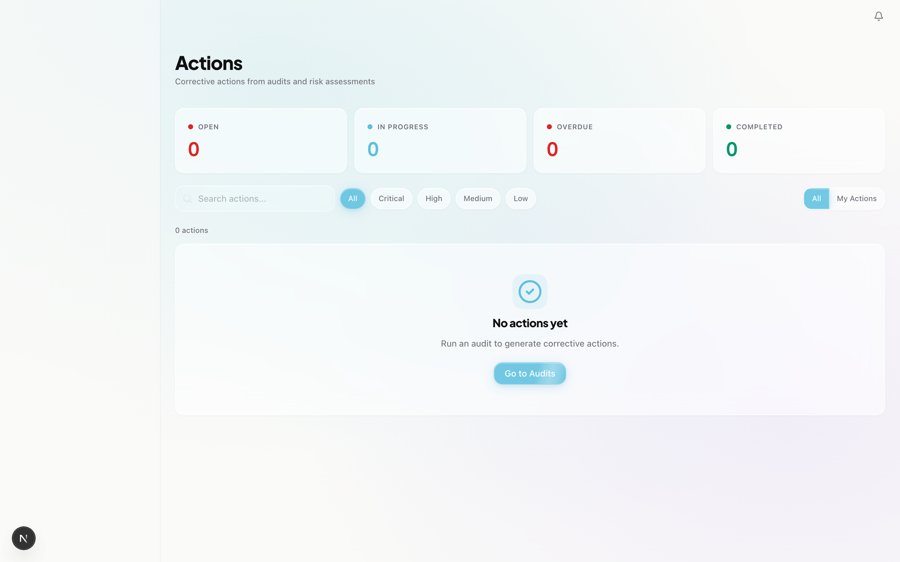 Actions list sorted by priority with source tracking