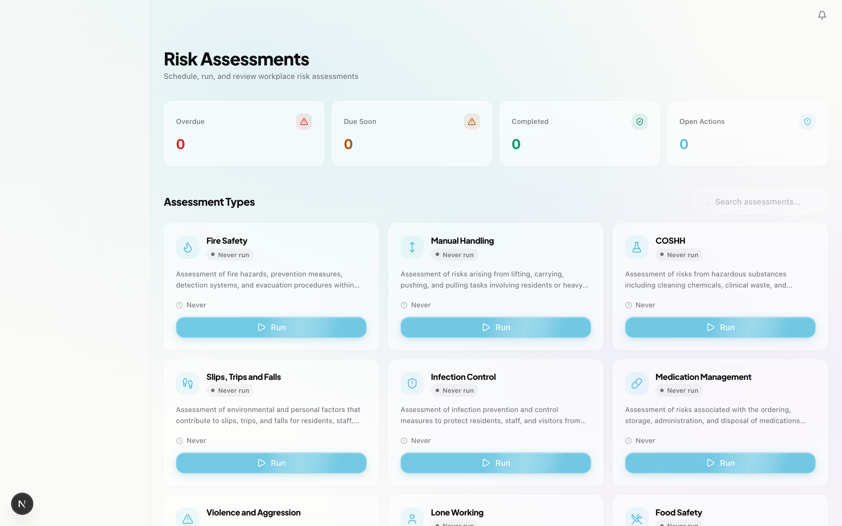 Risk assessment types for care home safety and compliance